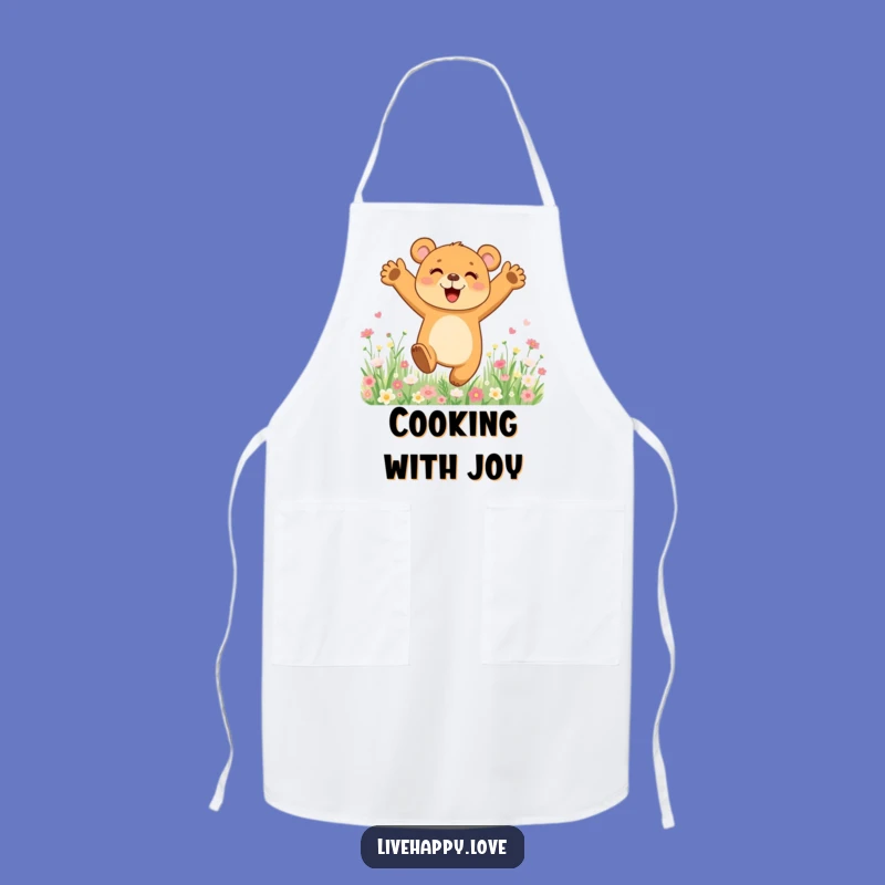 Funny Bear Cub Apron: Joyful Cooking in Flower Field, Practical Funny Gift