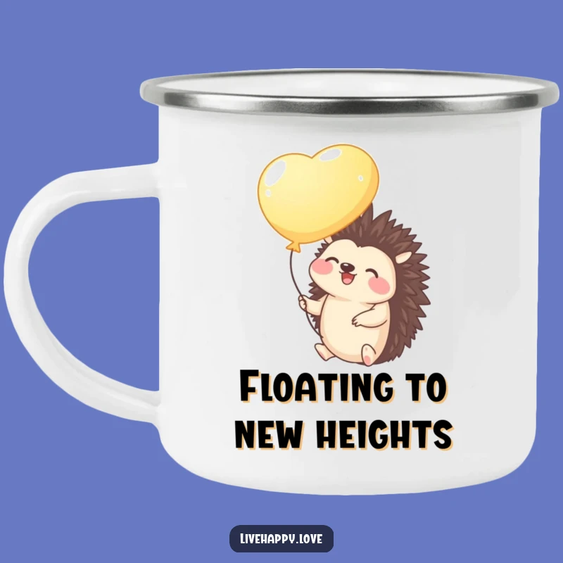 Funny Hedgehog Balloon Camping Mug - Whimsical Adventure Companion, Cheerful Gift