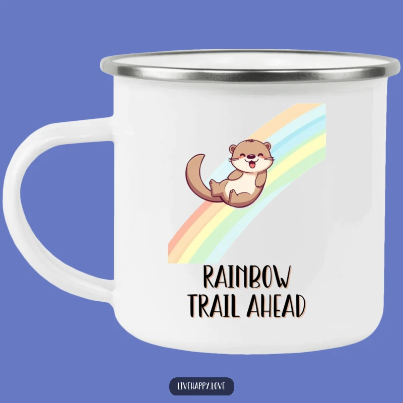 Funny Otter Camping Mug: Rainbow Slide Adventure, Cheerful Funny Gift