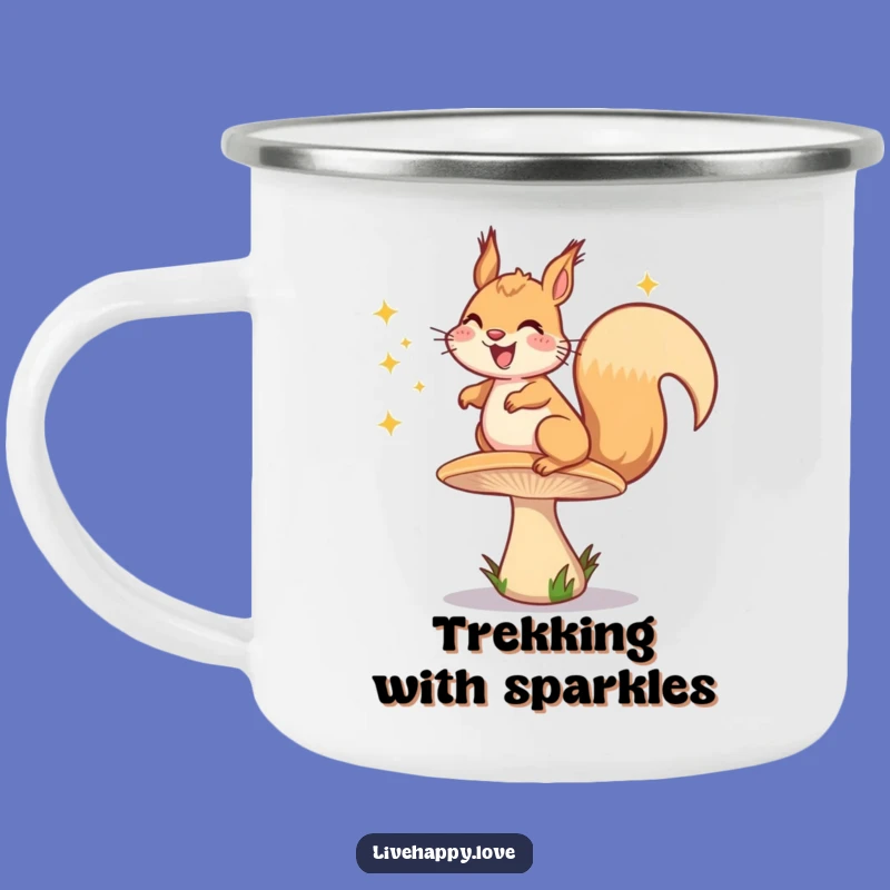 Funny Squirrel Camping Mug: Mushroom Bounce Adventure, Cheerful Funny Gift