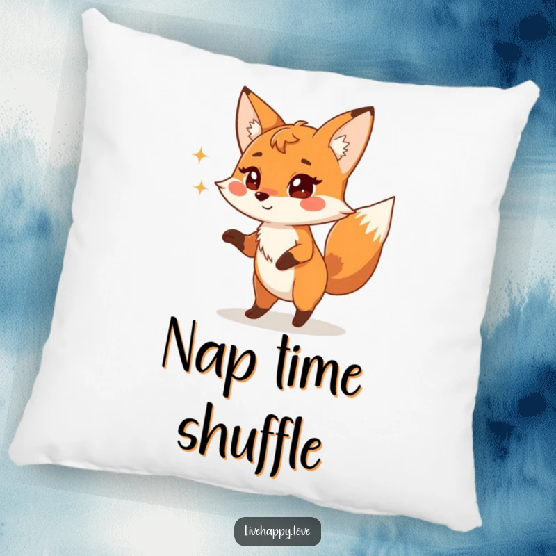 Funny Fox Pillow: A playful fox with a mischievous sparkle in its eyes dances joyfully, adding a touch of silliness.