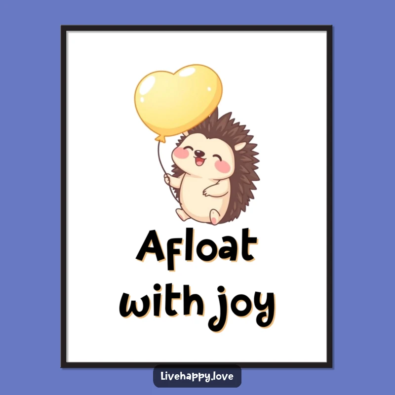 Funny Hedgehog Balloon Digital Art - Instant Whimsy Decor, Unique Gift