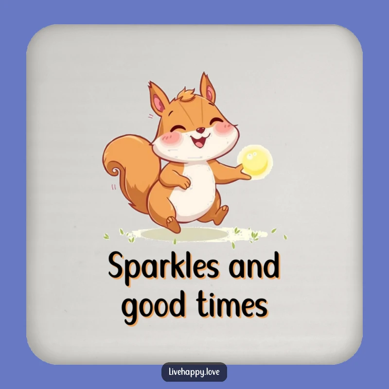 Funny Squirrel Light Chase Drink Coaster - Protect Surfaces, Add Sparkle