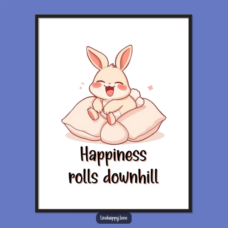 Funny Rabbit Pillow Roll Poster - Relaxing Wall Art, Cheerful Funny Gift