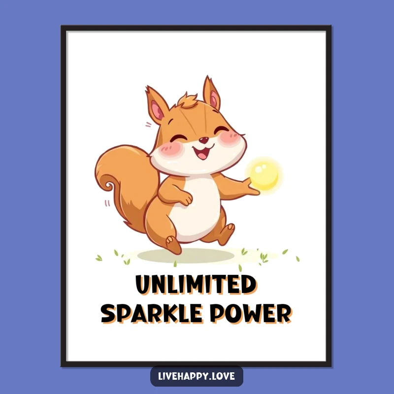 Funny Squirrel Light Chase Poster - Energetic Wall Art, Cheerful Gift