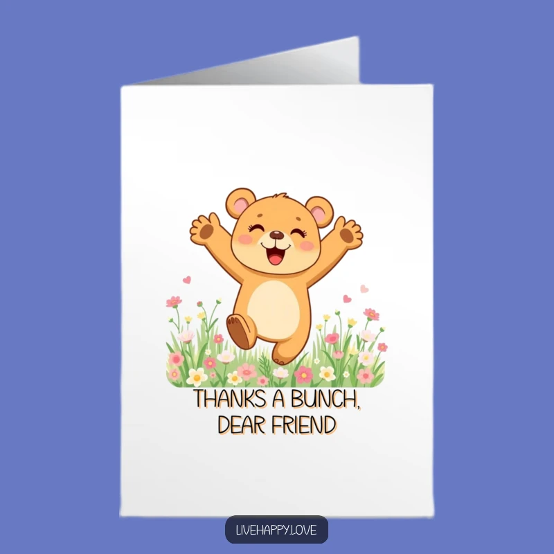 Free Printable Thank You Bear Card: Joyful Cub Leaping, Funny Downloadable Gift