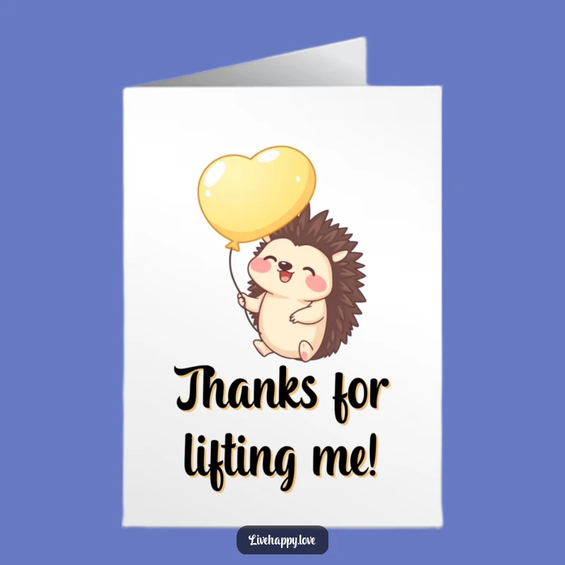 Free Printable Thank You Card: Hedgehog Balloon Float, Grateful Hilarious Downloadable Gift