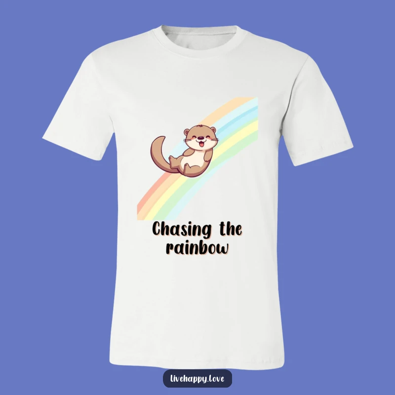 Funny Otter Rainbow T-Shirt: Sliding Joy Trail Tee, Great Funny Gift