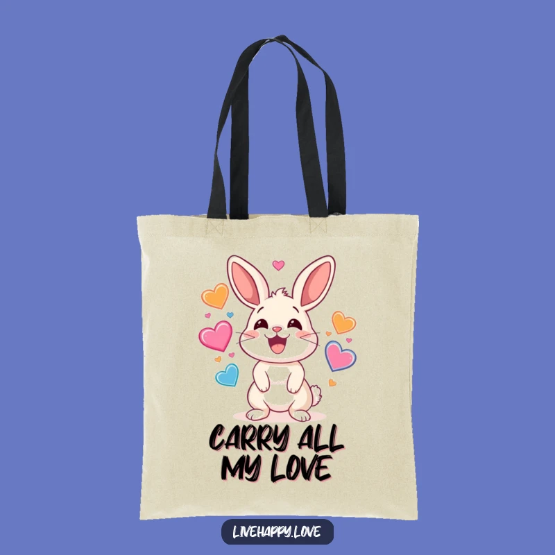 Funny Rabbit Tote Bag: Heart Juggling Style, Chic Funny Gift